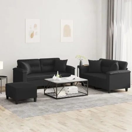 Juego de sofás con cojines 3 piezas cuero sintético negro by , Sofas - Ref: Foro24-3202377, Price: 535,03 €, Discount: -5%%