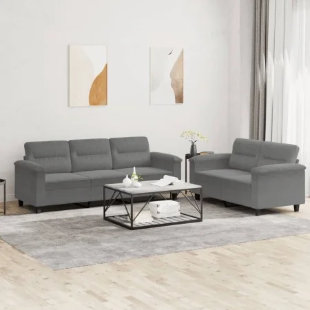 Juego de sofás con cojines 2 piezas tela microfibra gris oscuro | Foro24.es | Tu tienda online para hogar, jardín y más Foro24.es