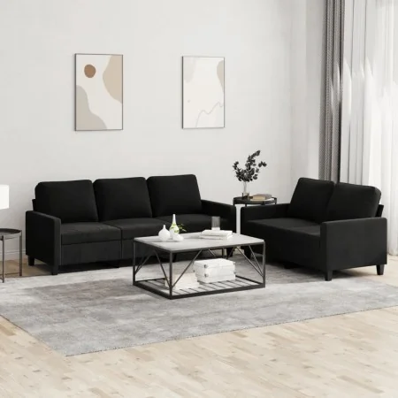 Juego de sofás con cojines 2 piezas terciopelo negro by , Sofas - Ref: Foro24-3201521, Price: 470,85 €, Discount: -5%%