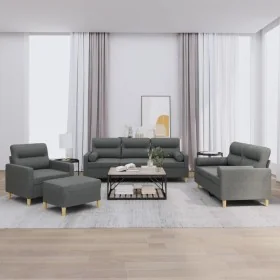 Juego de sofás con cojines 4 piezas tela gris oscuro von , Sofas - Ref: Foro24-3201561, Preis: 690,17 €, Rabatt: %