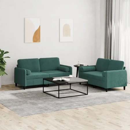 Juego de sofás con cojines 2 piezas terciopelo verde oscuro by , Sofas - Ref: Foro24-3201996, Price: 499,06 €, Discount: -5%%