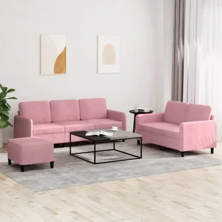 Juego de sofás 3 piezas terciopelo rosa von , Sofas - Ref: Foro24-3202027, Preis: 576,82 €, Rabatt: %