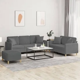 Juego de sofás con cojines 3 piezas tela gris oscuro von , Sofas - Ref: Foro24-3202143, Preis: 560,62 €, Rabatt: %