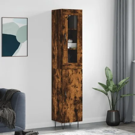 Aparador de madera contrachapada roble ahumado 34,5x34x180 cm by , Sideboards - Ref: Foro24-3199206, Price: 102,73 €, Discoun...