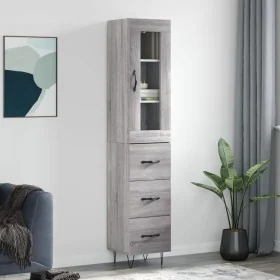 Aparador alto madera contrachapada gris Sonoma