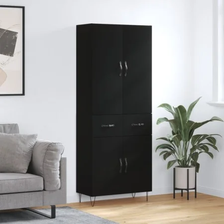 Aparador alto madera contrachapada negro 69,5x34x180 cm by , Sideboards - Ref: Foro24-3198178, Price: 166,07 €, Discount: %