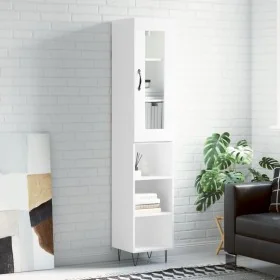 Aparador alto madera contrachapada blanco brillo 34,5x34x180 cm de , Aparadores - Ref: Foro24-3199395, Precio: 97,09 €, Descu...