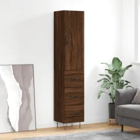 Aparador alto madera contrachapada roble marrón 34,5x34x180 cm de , Aparadores - Ref: Foro24-3198888, Precio: 109,19 €, Descu...