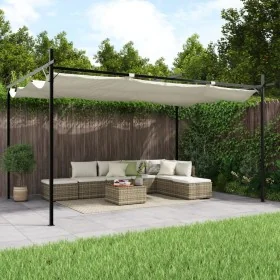 Pérgola con cubierta retráctil color crema 395x292x230 cm by , Tents and gazebos - Ref: Foro24-360117, Price: 305,16 €, Disco...