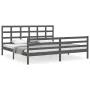 Gray solid wood bed frame with headboard 200x200 cm by vidaXL, Beds and slatted bases - Ref: Foro24-3194008, Price: 168,99 €,...