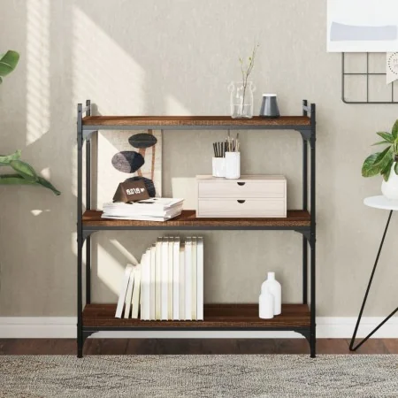Librería 3 estantes madera ingeniería roble marrón 80x30x86 cm de , Librerías y estanterías - Ref: Foro24-837671, Precio: 47,...