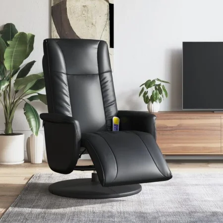Sillón reclinable masaje con reposapiés cuero sintético negro by , Armchairs - Ref: Foro24-356517, Price: 256,34 €, Discount: %