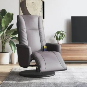 Sillón reclinable de masaje con reposapiés cuero sintético gris de , Sillones - Ref: Foro24-356515, Precio: 239,36 €, Descuen...