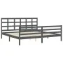 Gray solid wood bed frame with headboard 200x200 cm by vidaXL, Beds and slatted bases - Ref: Foro24-3194008, Price: 168,99 €,...