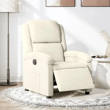 Sillón reclinable eléctrico de terciopelo blanco crema by , Armchairs - Ref: Foro24-3204287, Price: 270,27 €, Discount: -5%%