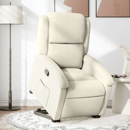 Sillón reclinable elevable terciopelo crema de , Sillones - Ref: Foro24-3204309, Precio: 307,74 €, Descuento: -5%%