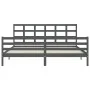 Gray solid wood bed frame with headboard 200x200 cm by vidaXL, Beds and slatted bases - Ref: Foro24-3194008, Price: 168,99 €,...