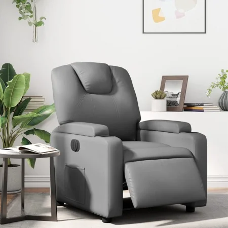 Sillón reclinable eléctrico de cuero sintético gris by , Armchairs - Ref: Foro24-3204419, Price: 294,82 €, Discount: %