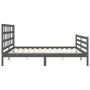 Gray solid wood bed frame with headboard 200x200 cm by vidaXL, Beds and slatted bases - Ref: Foro24-3194008, Price: 168,99 €,...