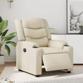 Sillón reclinable eléctrico de cuero sintético crema by , Armchairs - Ref: Foro24-3206544, Price: 303,36 €, Discount: -5%%