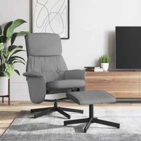 Sillón reclinable con reposapiés tela gris claro