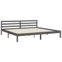 Gray solid wood bed frame with headboard 200x200 cm by vidaXL, Beds and slatted bases - Ref: Foro24-3194008, Price: 168,99 €,...