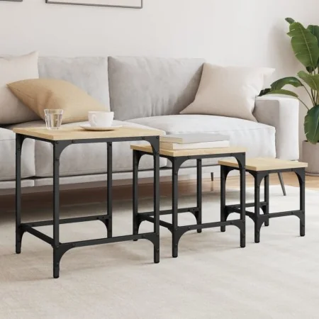 Mesas de centro apilables 3 pzas madera ingeniería roble Sonoma by , Coffee table - Ref: Foro24-838934, Price: 47,99 €, Disco...