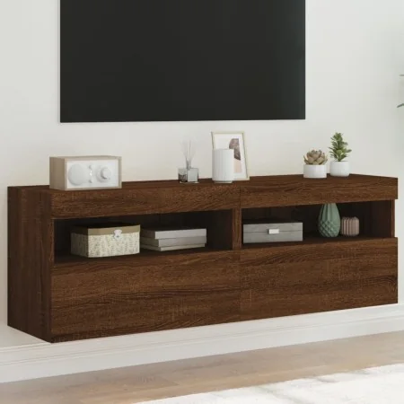 Muebles TV de pared luces LED 2 uds roble marrón 60x30x40 cm de , Muebles TV - Ref: Foro24-837196, Precio: 96,93 €, Descuento: %