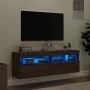 Muebles TV de pared luces LED 2 uds roble marrón 60x30x40 cm de , Muebles TV - Ref: Foro24-837196, Precio: 96,93 €, Descuento: %