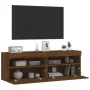 Muebles TV de pared luces LED 2 uds roble marrón 60x30x40 cm de , Muebles TV - Ref: Foro24-837196, Precio: 96,93 €, Descuento: %