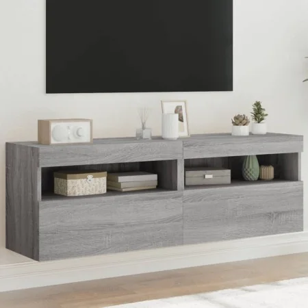 Muebles TV de pared con luces LED 2 uds gris Sonoma 60x30x40 cm de , Muebles TV - Ref: Foro24-837194, Precio: 98,51 €, Descue...