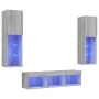 Muebles TV pared con LED 5 pzas madera ingeniería gris Sonoma von , TV-Möbel - Ref: Foro24-3216609, Preis: 172,41 €, Rabatt: %