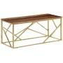 Mesa de centro de acero inoxidable dorado y madera maciza | Foro24.es | Tu tienda online para hogar, jardín y más Foro24.es
