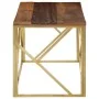 Mesa de centro de acero inoxidable dorado y madera maciza | Foro24.es | Tu tienda online para hogar, jardín y más Foro24.es