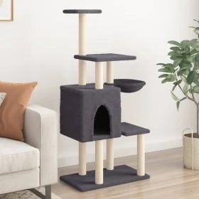 Rascador para gatos con postes de sisal gris