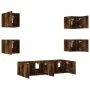 Muebles TV pared con LED 6 pzas madera ingeniería roble ahumado by , TV Furniture - Ref: Foro24-3216857, Price: 190,80 €, Dis...