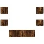 Muebles TV pared con LED 6 pzas madera ingeniería roble ahumado by , TV Furniture - Ref: Foro24-3216857, Price: 190,80 €, Dis...