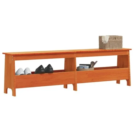 Banco de recibidor madera maciza pino marrón cera 160x28x45 cm by , Benches for halls and storage - Ref: Foro24-837381, Price...