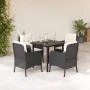 Set de muebles jardín 5 pzas con cojines ratán sintético negro von , Gartensets - Ref: Foro24-3211914, Preis: 456,22 €, Rabat...