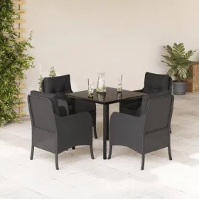 Set de muebles jardín 5 pzas con cojines ratán sintético negro by , Garden sets - Ref: Foro24-3211928, Price: 455,20 €, Disco...