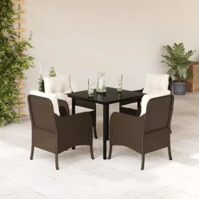 Set comedor de jardín 5 piezas y cojines ratán