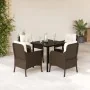 Set comedor de jardín 5 piezas y cojines ratán sintético marrón by , Garden sets - Ref: Foro24-3211942, Price: 463,90 €, Disc...