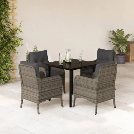 Set comedor de jardín 5 piezas con cojines ratán sintético gris by , Garden sets - Ref: Foro24-3211956, Price: 515,34 €, Disc...