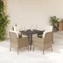 Set comedor de jardín 5 pzas con cojines ratán sintético beige von , Gartensets - Ref: Foro24-3211963, Preis: 547,73 €, Rabat...