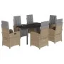 Set comedor de jardín 7 pzas con cojines ratán sintético beige by , Garden sets - Ref: Foro24-3212595, Price: 1,00 €, Discoun...