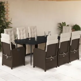 Set comedor para jardín 9 pzas y cojines ratán sintético marrón by , Garden sets - Ref: Foro24-3212548, Price: 1,00 €, Discou...