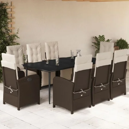 Set comedor para jardín 9 pzas y cojines ratán sintético marrón by , Garden sets - Ref: Foro24-3212548, Price: 1,00 €, Discou...