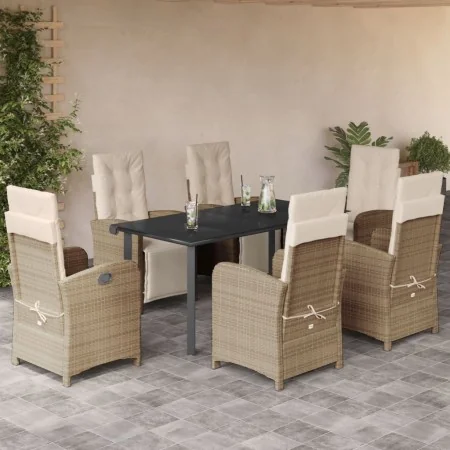 Set comedor de jardín 7 pzas con cojines ratán sintético beige by , Garden sets - Ref: Foro24-3212581, Price: 919,95 €, Disco...
