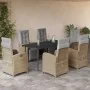 Set comedor de jardín 7 pzas con cojines ratán sintético beige by , Garden sets - Ref: Foro24-3212588, Price: 1,00 €, Discoun...
