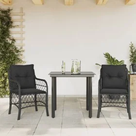 Mesita y sillas con cojines 3 piezas ratán sintético negro de , Conjuntos de jardín - Ref: Foro24-3212103, Precio: 264,59 €, ...